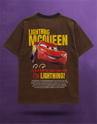 Lightning McQueen Tasarımlı Kahverengi Tişört