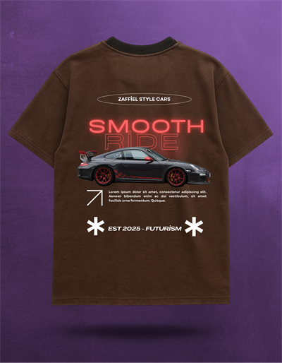 Style Cars Smooth Ride Tasarımlı Kahverengi Tişört
