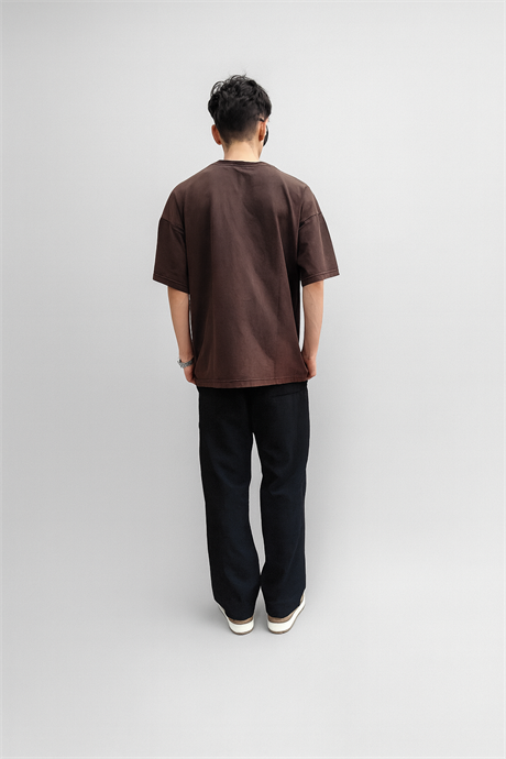 Asid Wash Kahverengi Oversize T-shirt