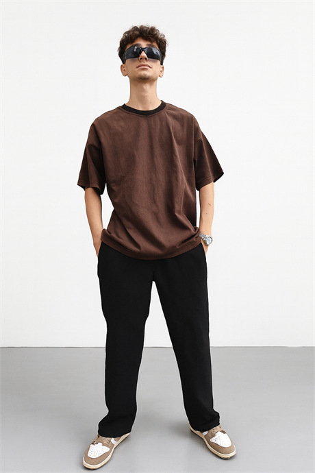 Asid Wash Kahverengi Oversize T-shirt