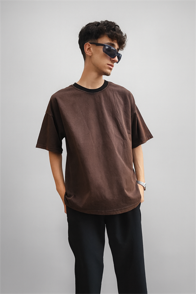 Asid Wash Kahverengi Oversize T-shirt