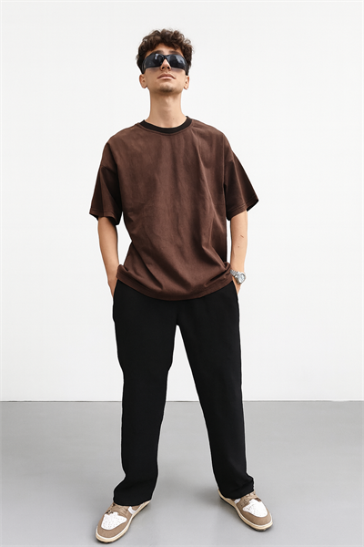 Asid Wash Kahverengi Oversize T-shirt