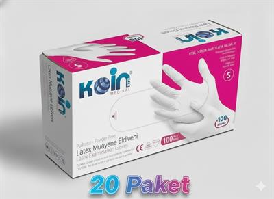 KOIN Pudrasız Lateks Muayene Eldiveni 100'lü PaketKOIN Pudrasız Lateks Muayene Eldiveni 100'lü 20 Paket