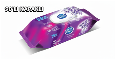 Mavi Beyaz Lavanta Islak Havlu 90 Lı Kapaklı