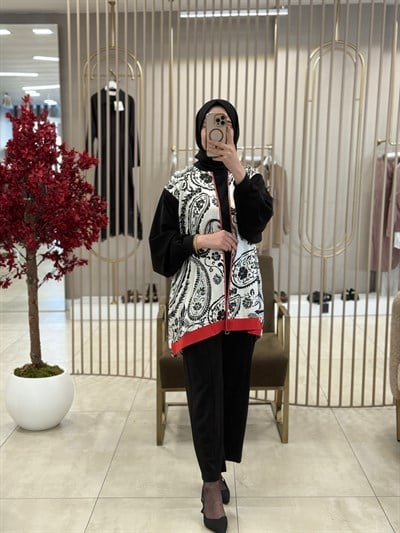 GHİSA DESENLİ TAKIM SİYAH