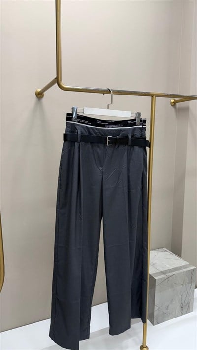 TWİST KOYU GRİ RENK BOL PAÇA PANTOLON