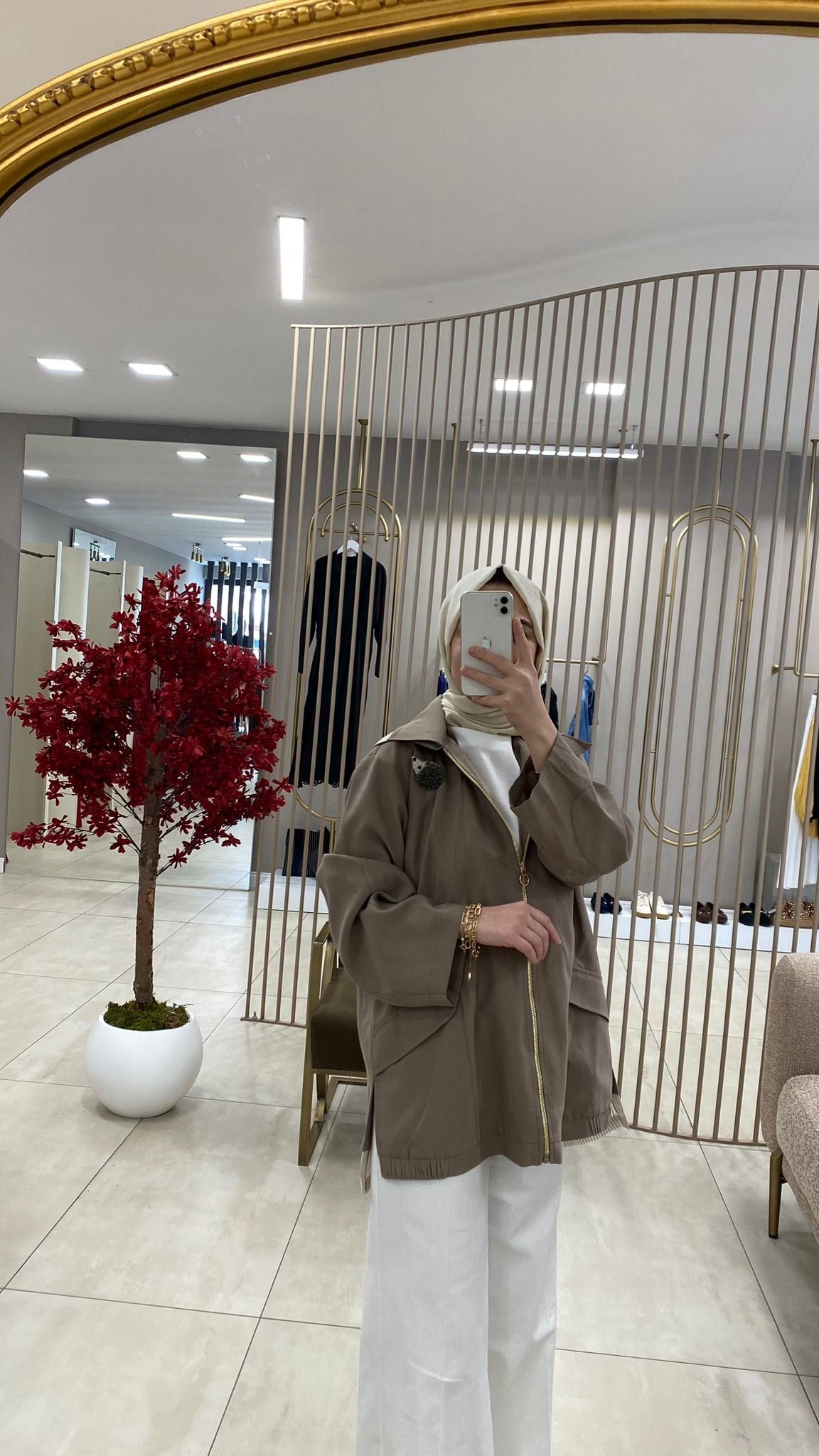 GHİSA AKSESUAR DETAYLI VİZON CEKET