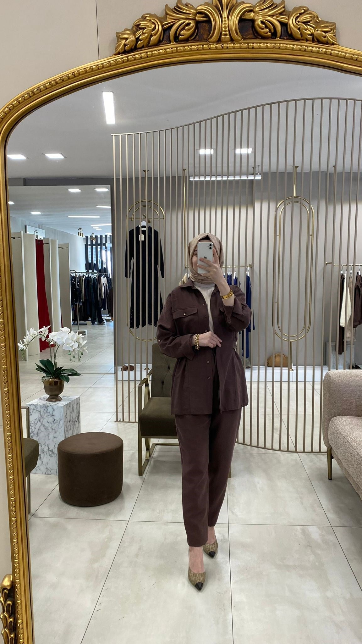 GHİSA KETEN TAKIM KAHVE