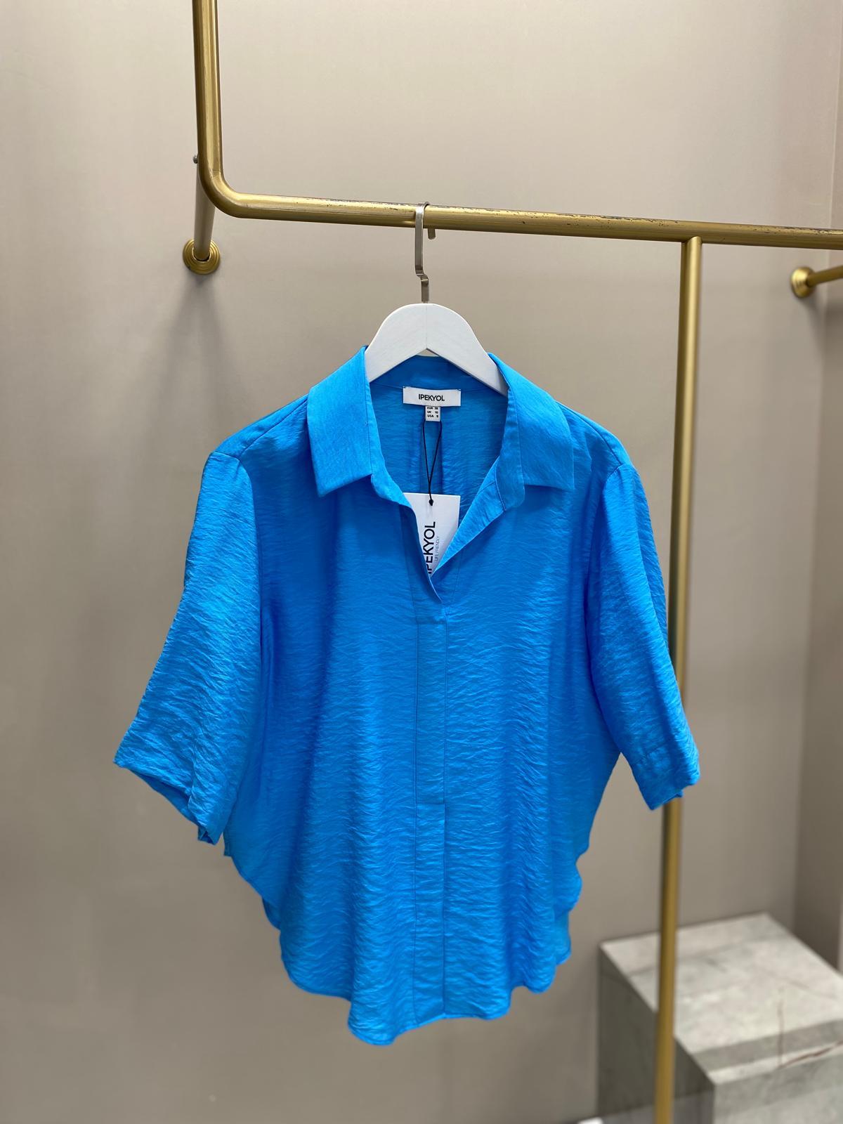 İPEKYOL KISA KOL MAVİ GÖMLEK