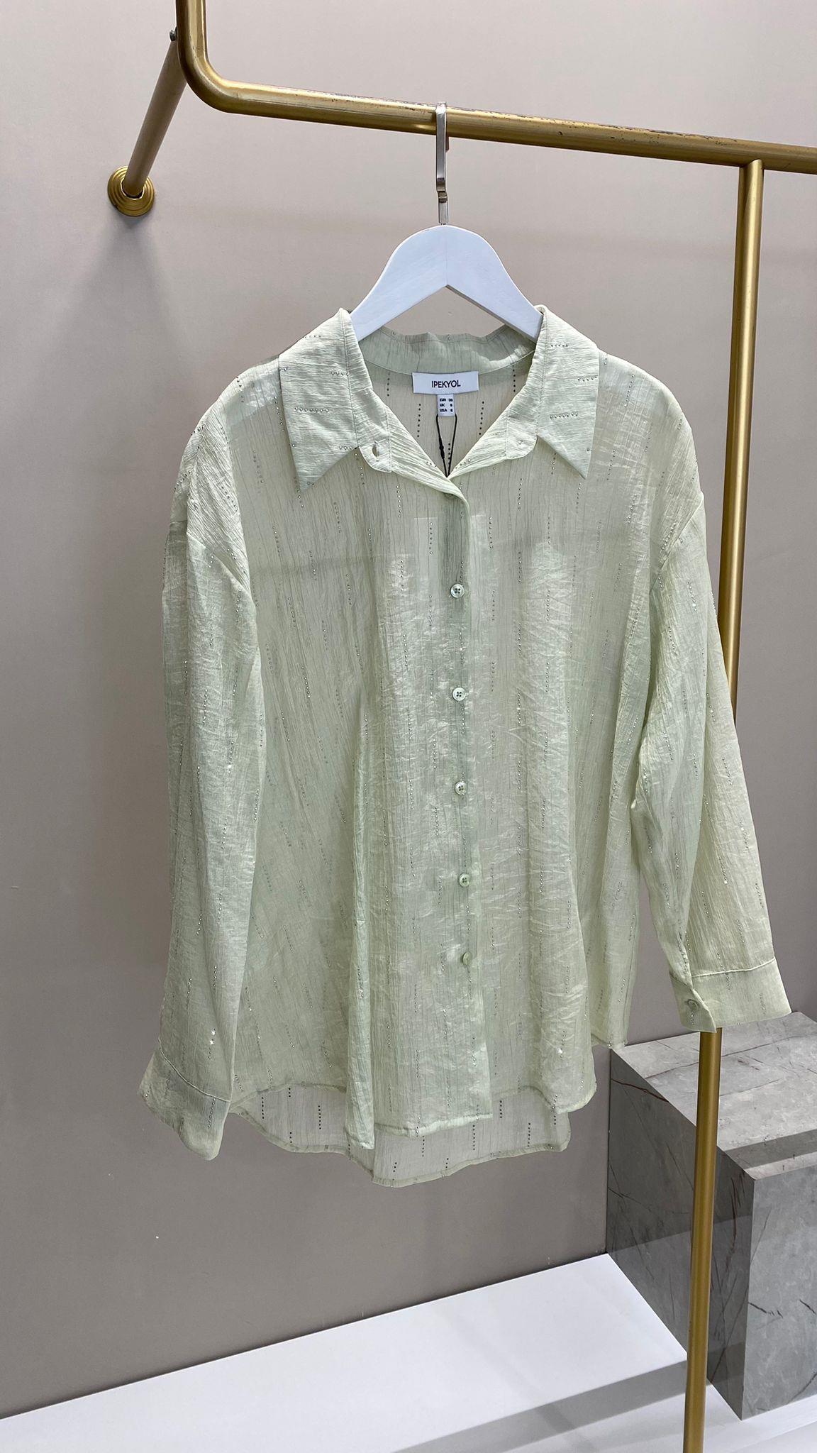 İPEKYOL SU YEŞİLİ TAŞLI GÖMLEK 