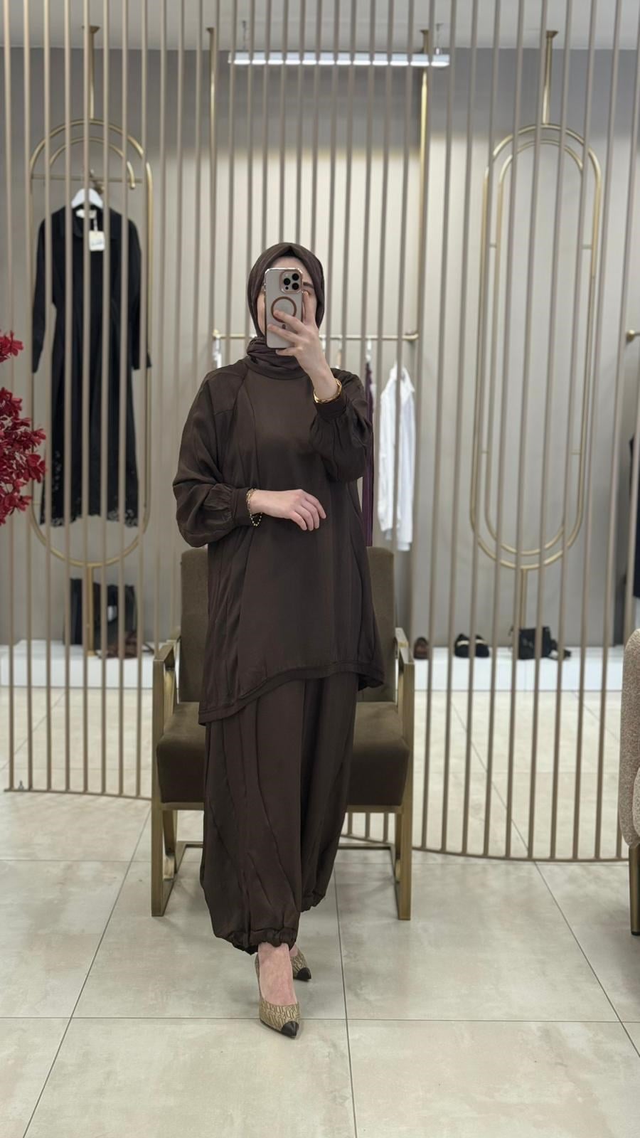 MİSSWHENCE ŞALVARLI TAKIM KAHVE