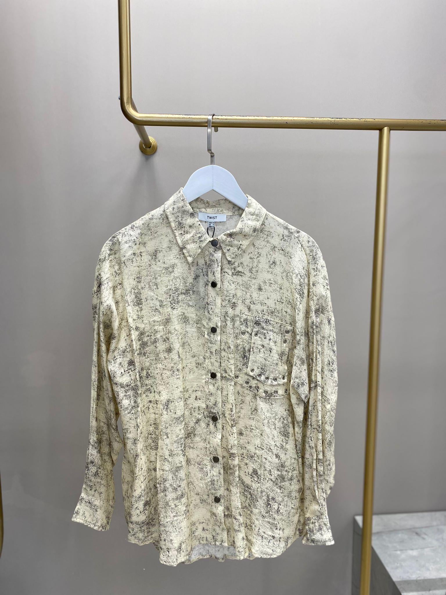 TWİST KENDİNDEN DESENLİ GÖMLEK 