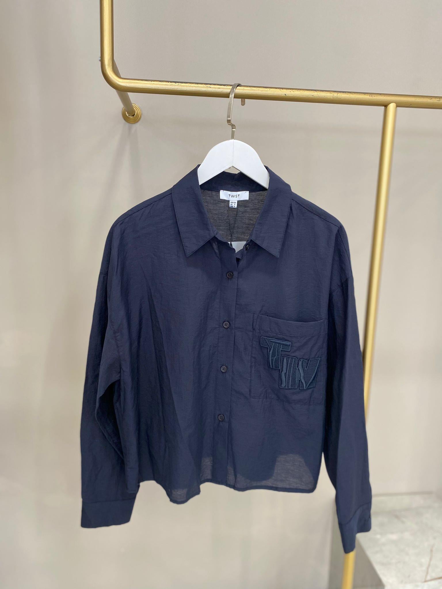 TWİST LACİVERT BEL BOY GÖMLEK