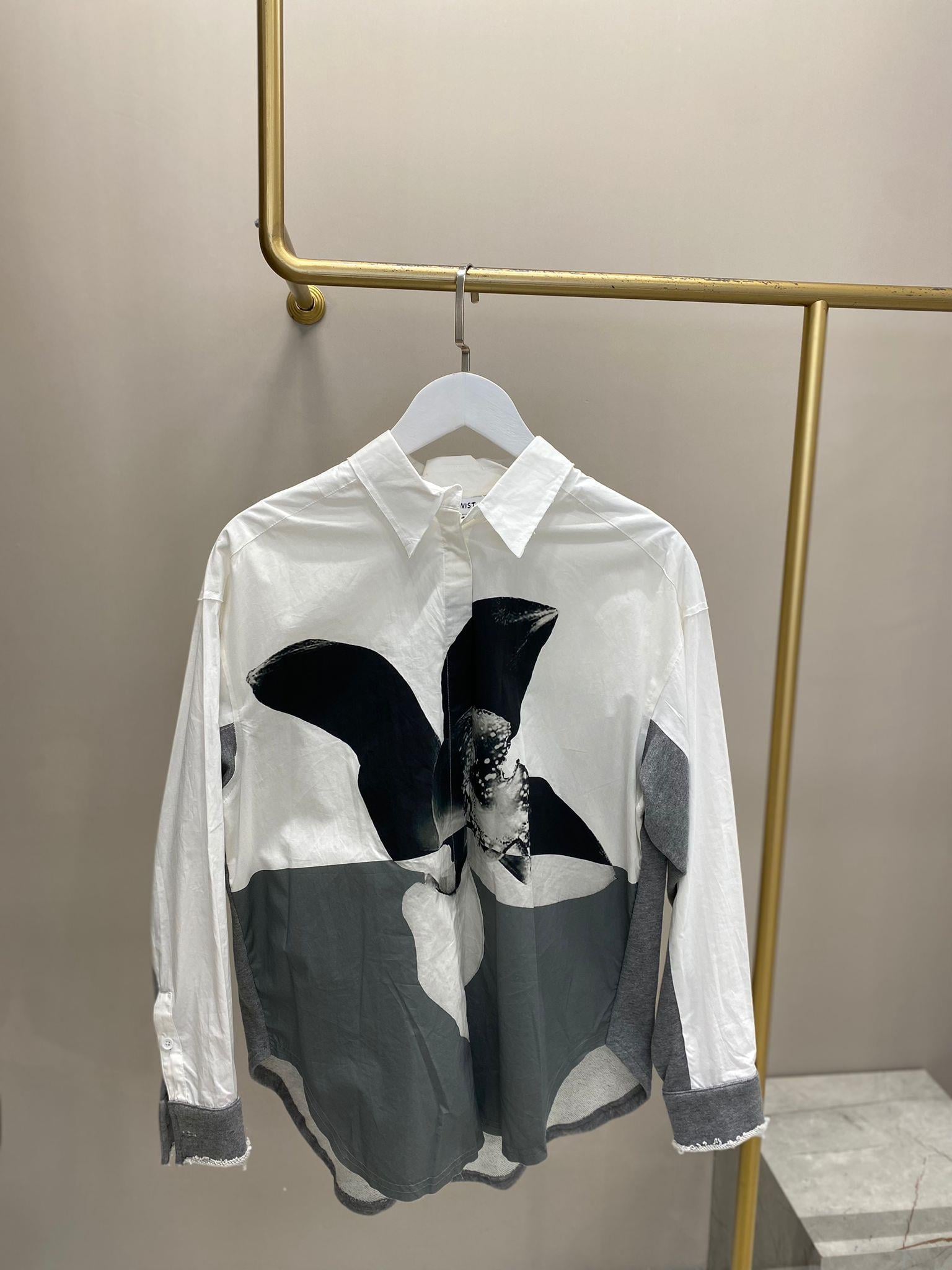 TWİST TRİKO DETAYLI BASKILI GÖMLEK