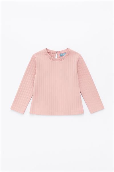 La'ciel Pamuklu Basic Uzun Kollu Tshirt - Pudra