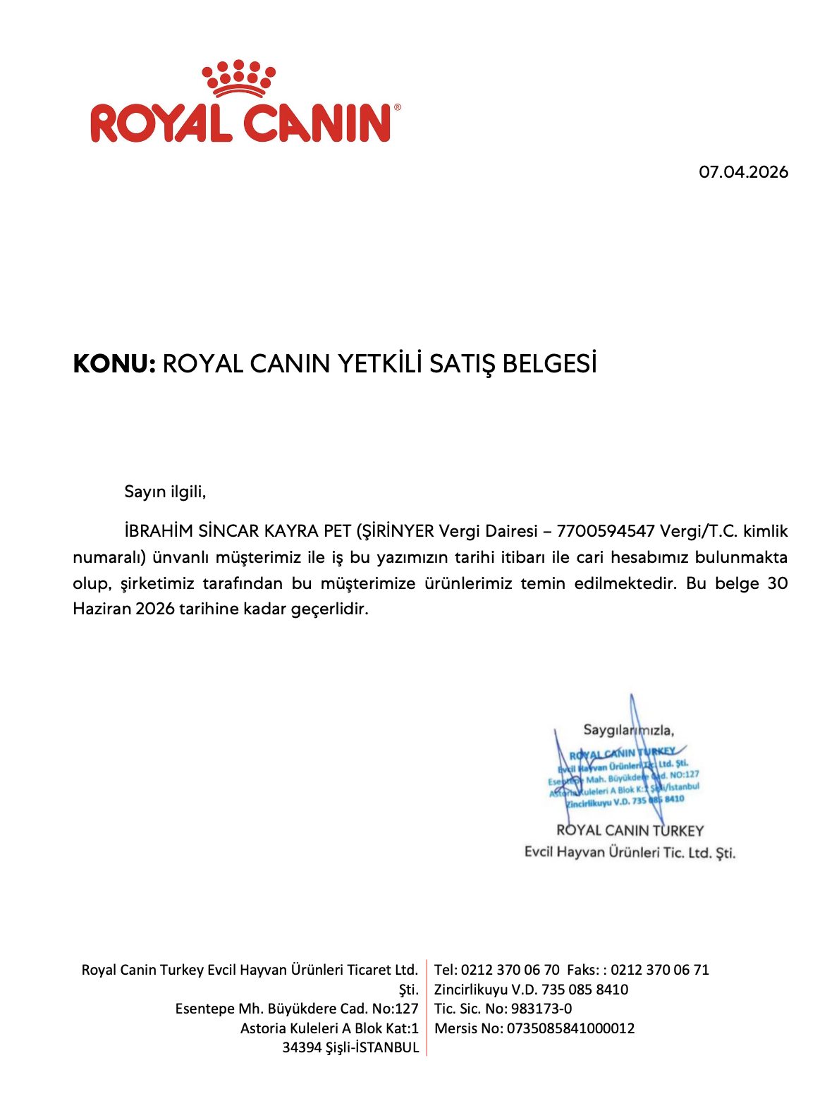 Yetkili Satıcı Belgesi 3