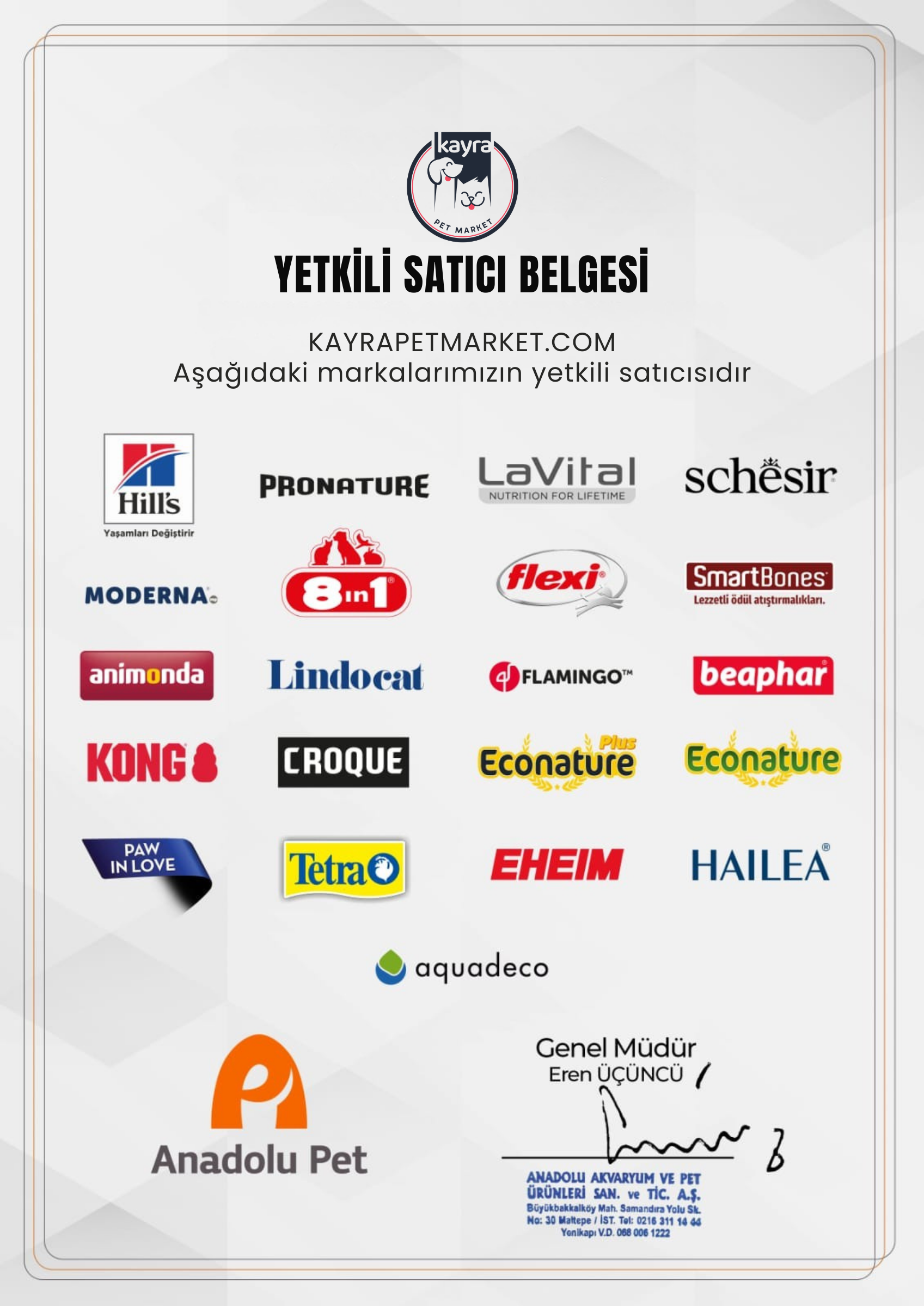 Yetkili Satıcı Belgesi 1