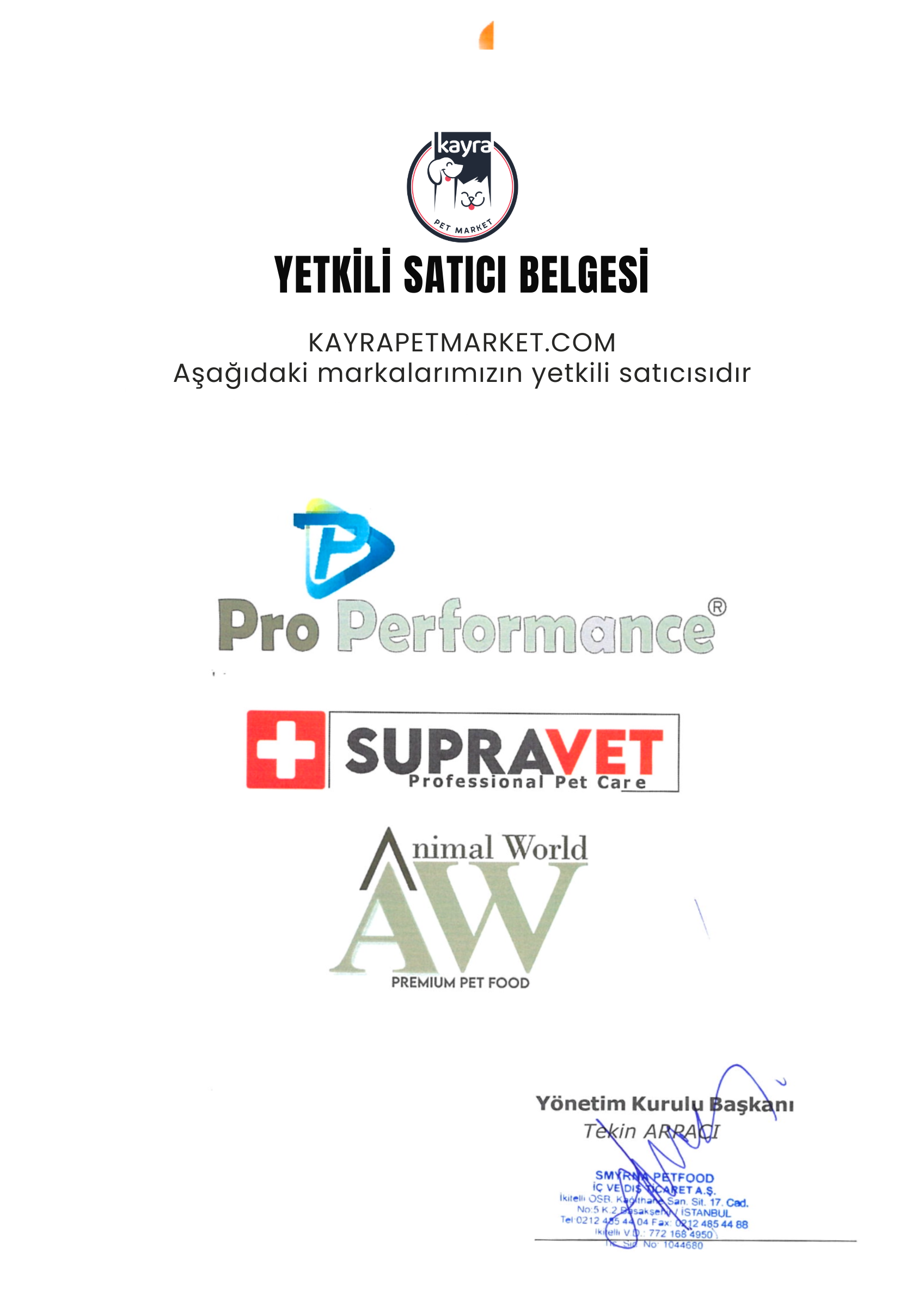 Yetkili Satıcı Belgesi 2