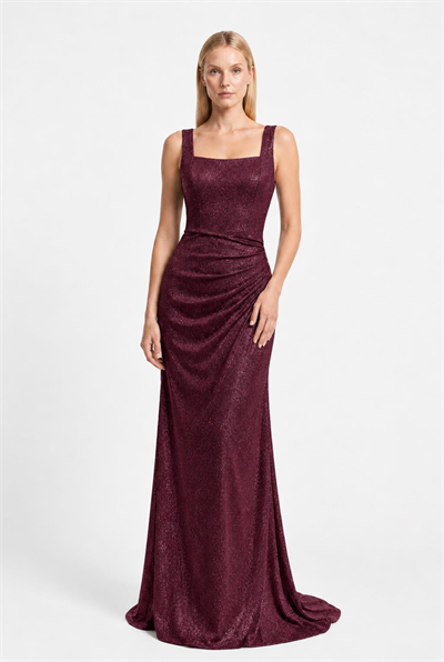 Bordo Kare Yaka Simli Abiye Abiye P-0000019263-BORDOBRD44