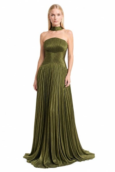 Haki Pliseli Straplez Abiye Abiye P-0000019307-HAKİHKR38