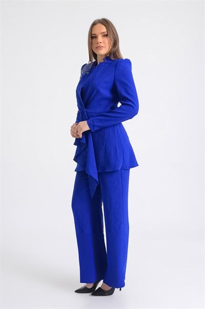 Saks Tek Omuz İşlemeli Takım