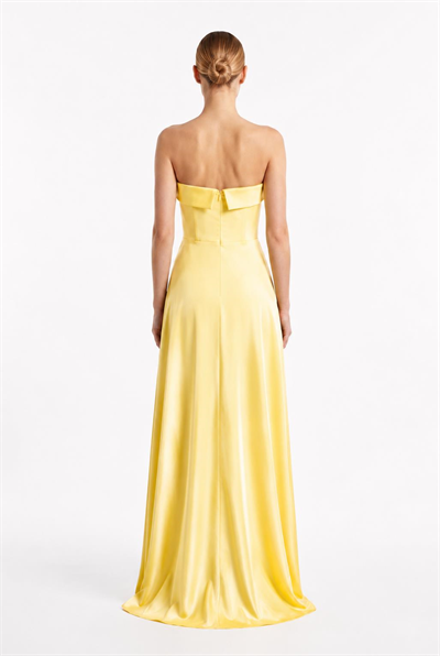 Sarı Straplez Uzun Abiye