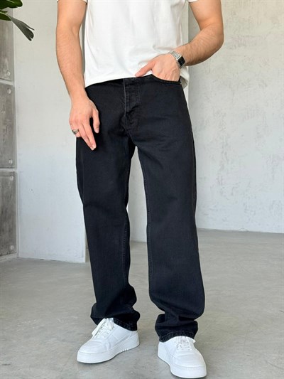 3310 SİYAH YIKAMALI BAGGY KOT PANTOLON