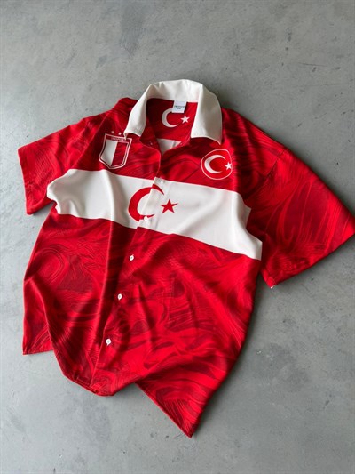 AY YILDIZ Desenli Dubble Hürrem Kumaş Oversize Gömlek T