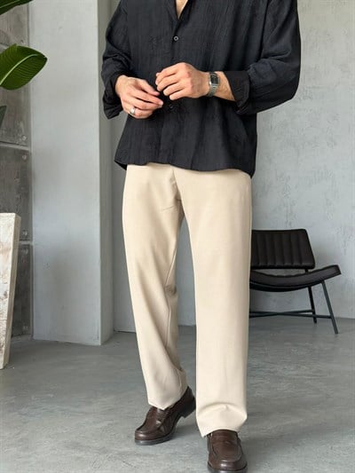 Baggy Fit Kumaş Pantolon W - Bej