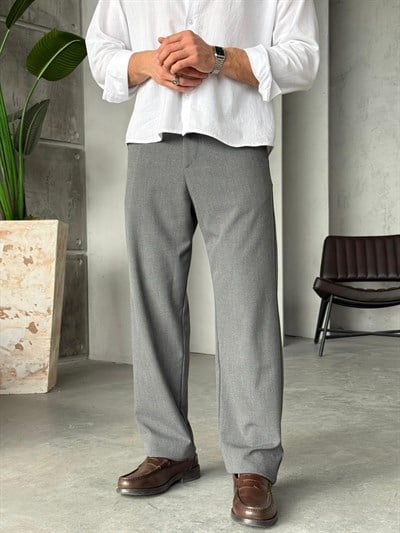 Baggy Fit Kumaş Pantolon W - Gri