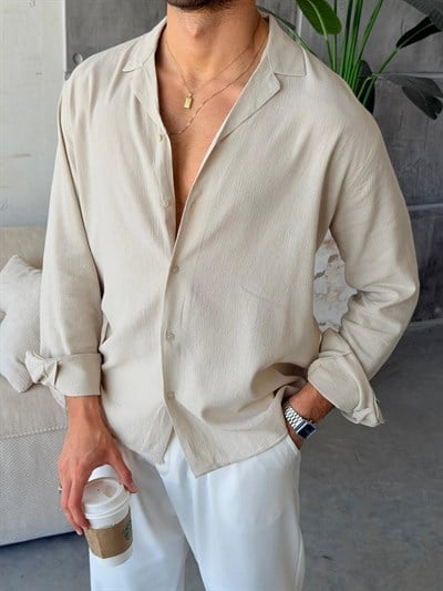 CAMP COLLOR  YAKA DESENLİ GÖMLEK M-TAŞ