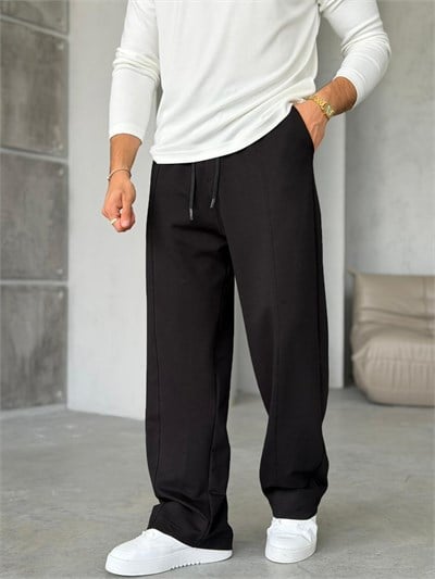 Dikiş Detaylı Baggy Eşofman Pantolon M - SİYAH