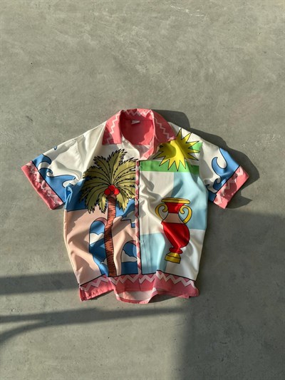 GARDEN Desenli Dubble Hürrem Kumaş Oversize Gömlek T