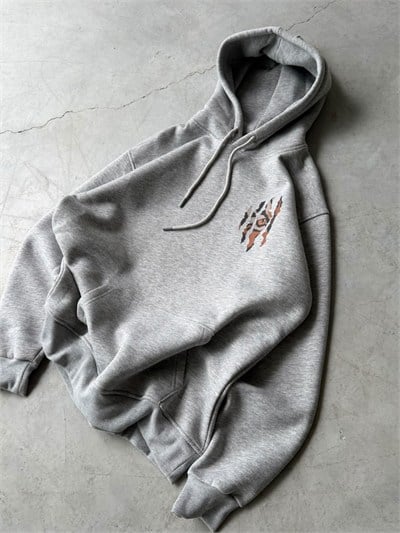 Kap Baskılı Oversize 3 İplik Kapüşonlu Sweat Grimelange