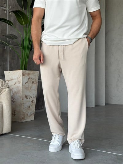 Modal kumaş jogger pantolon KREM-V