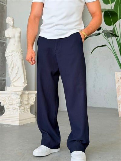 OTTOMAN KUMAŞ BAGGY PANTOLON  -LACİVERT