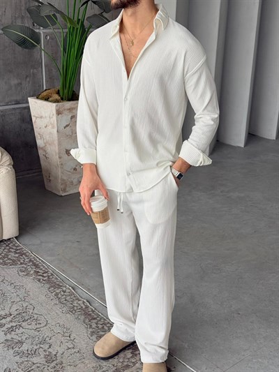 OTTOMAN KUMAŞ FİTİLLİ TAKIM V-BEYAZ