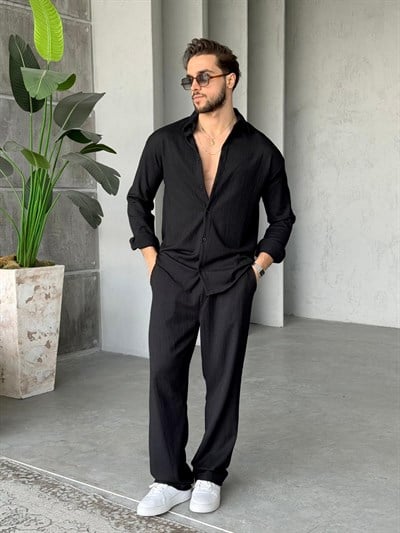 OTTOMAN KUMAŞ FİTİLLİ TAKIM V-SİYAH