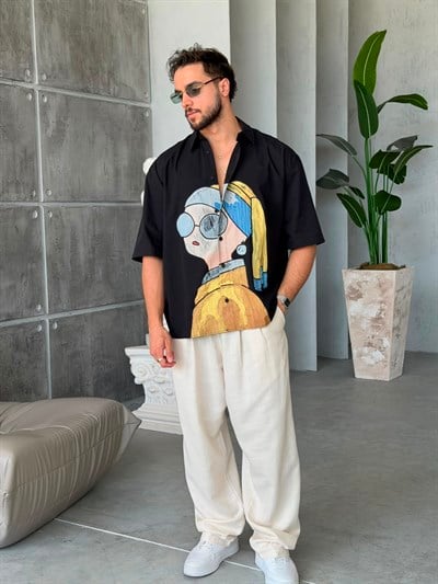 Pearl Muse Oversize Gömlek - Siyah
