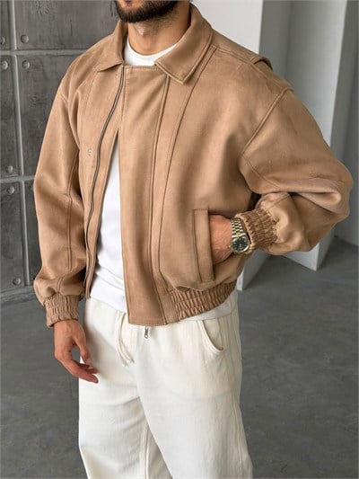 Premium Bomber Nubuk Ceket T Camel