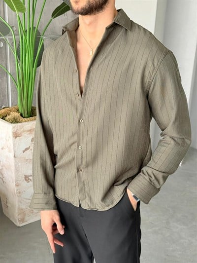 Prestige Çizgili Gömlek K-Haki