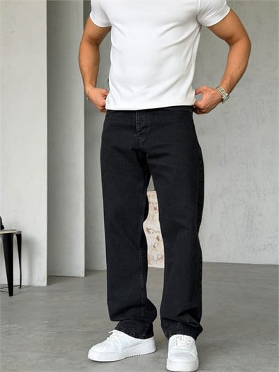 Siyah Basıc Baggy Kot Pantolon W