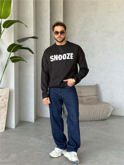 Snoze Yazılı Triko Sweat G Siyah