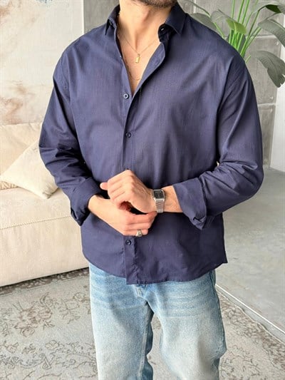 SOFT DOKULU GÖMLEK V-Lacivert