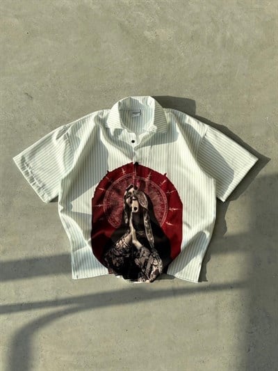 SOUL Desenli Dubble Hürrem Kumaş Oversize Gömlek T