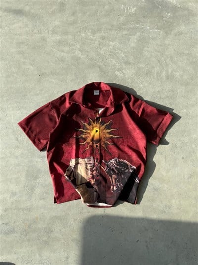 SUN Desenli Dubble Hürrem Kumaş Oversize Gömlek T