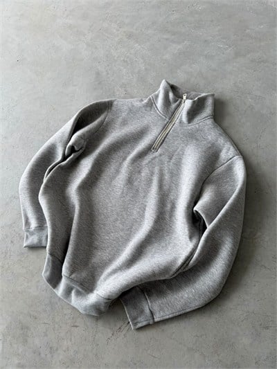 Yarım Fermuarlı Basıc Sweat Grimelange
