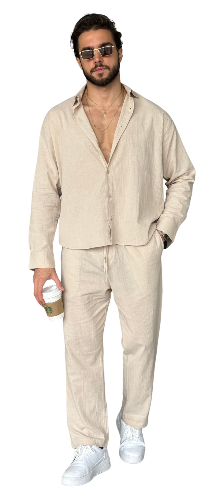 Krinkıl Kumaş Takım - Krem