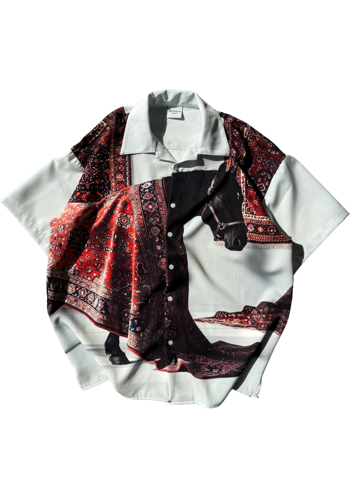 Horse Desenli Dubble Hürrem Kumaş Oversize Gömlek