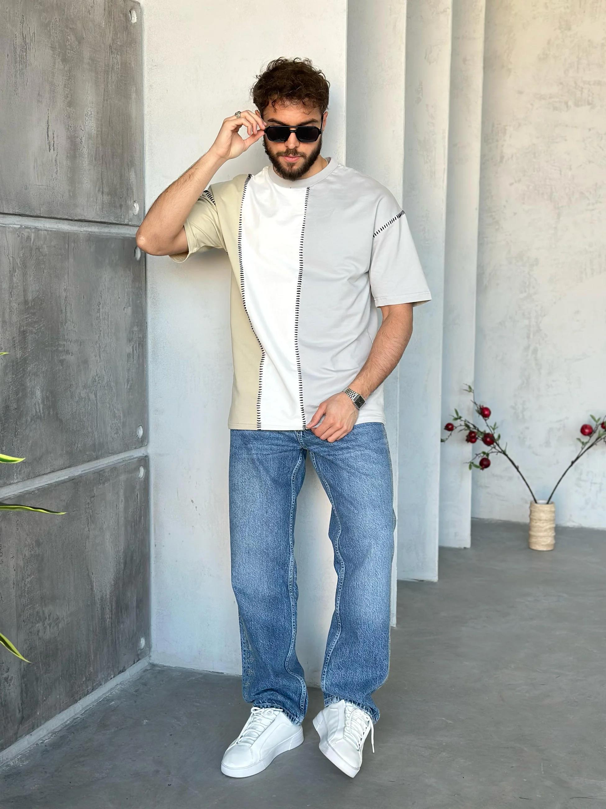 T503 Parçalı Dikiş Oversize T-shirt